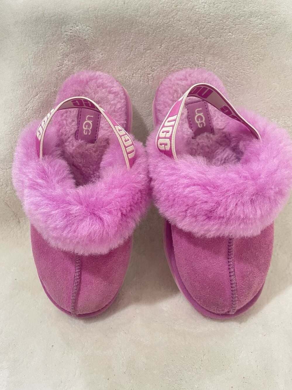 UGG Funkette Slingback Platform Slipper Shoes Fuchsia Pink Youth Size 2-3